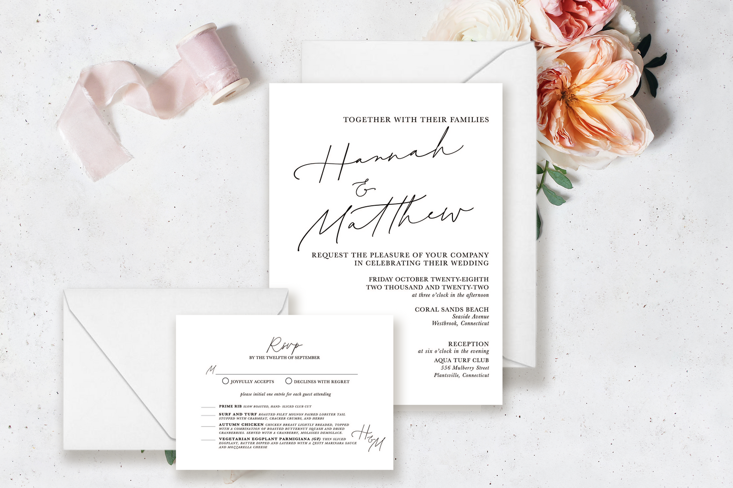 Hannah Collection Wedding Invitation 4pc Suite